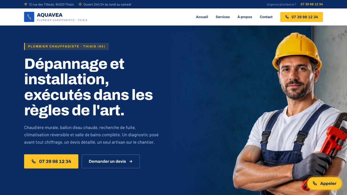 Site vitrine d'un artisan plombier chauffagiste